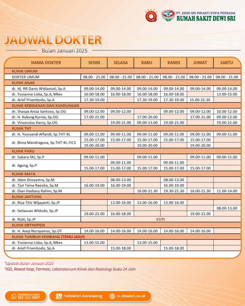 JADWAL DOKTER RUMAH SAKIT DEWI SRI KARAWANG