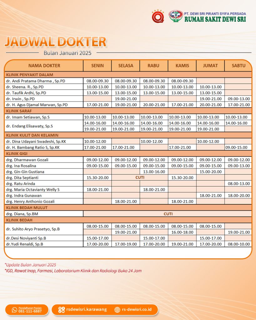 JADWAL DOKTER RUMAH SAKIT DEWI SRI KARAWANG